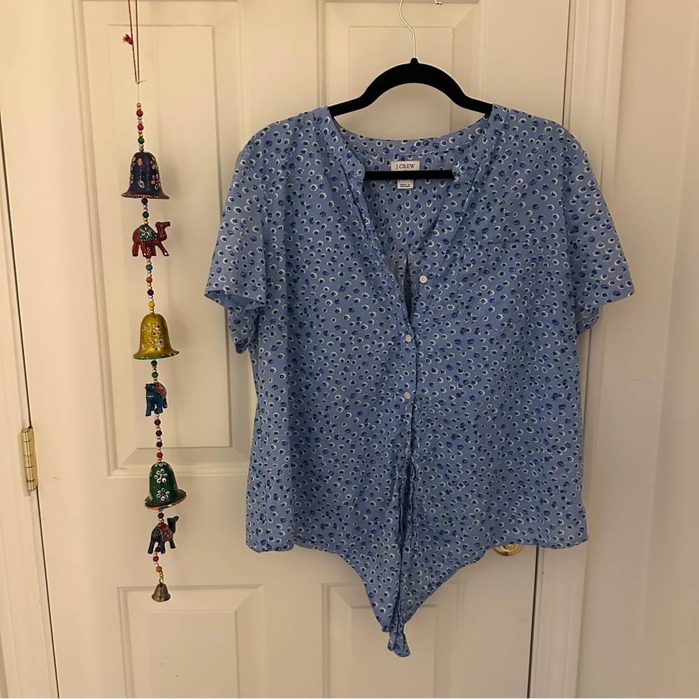J. Crew Light Blue Patterned Button-Down Shirt